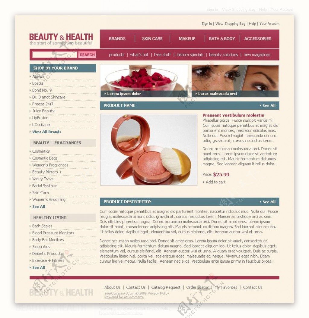 女性美容化妆品销售网站模版图片