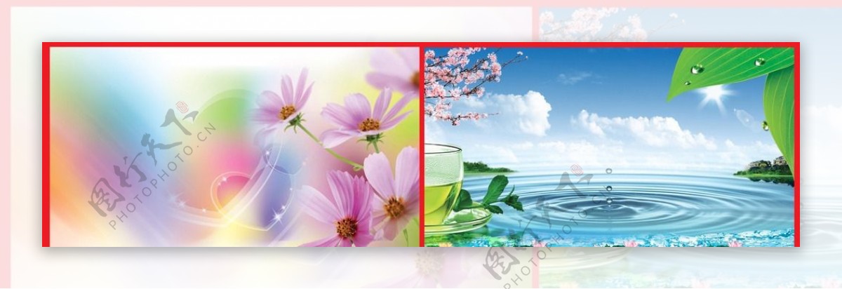 鲜花湖泊广告背景图片