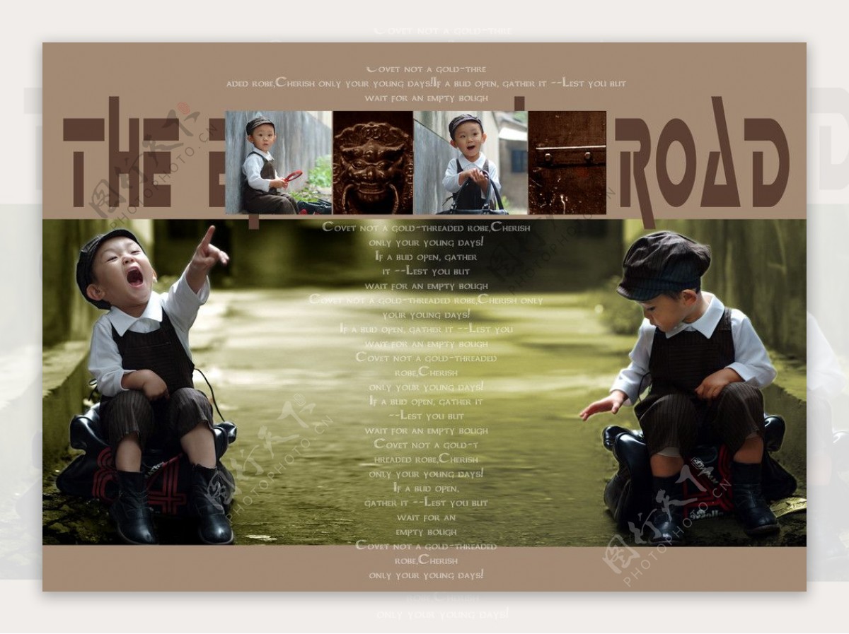 2010摩登宝贝系列儿童样册模板之小城故事跨页儿童模板图片