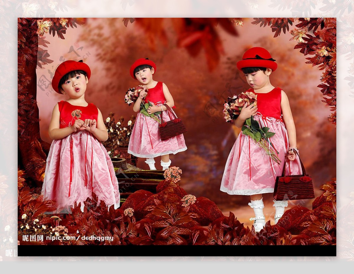 红色系女孩模版2图片