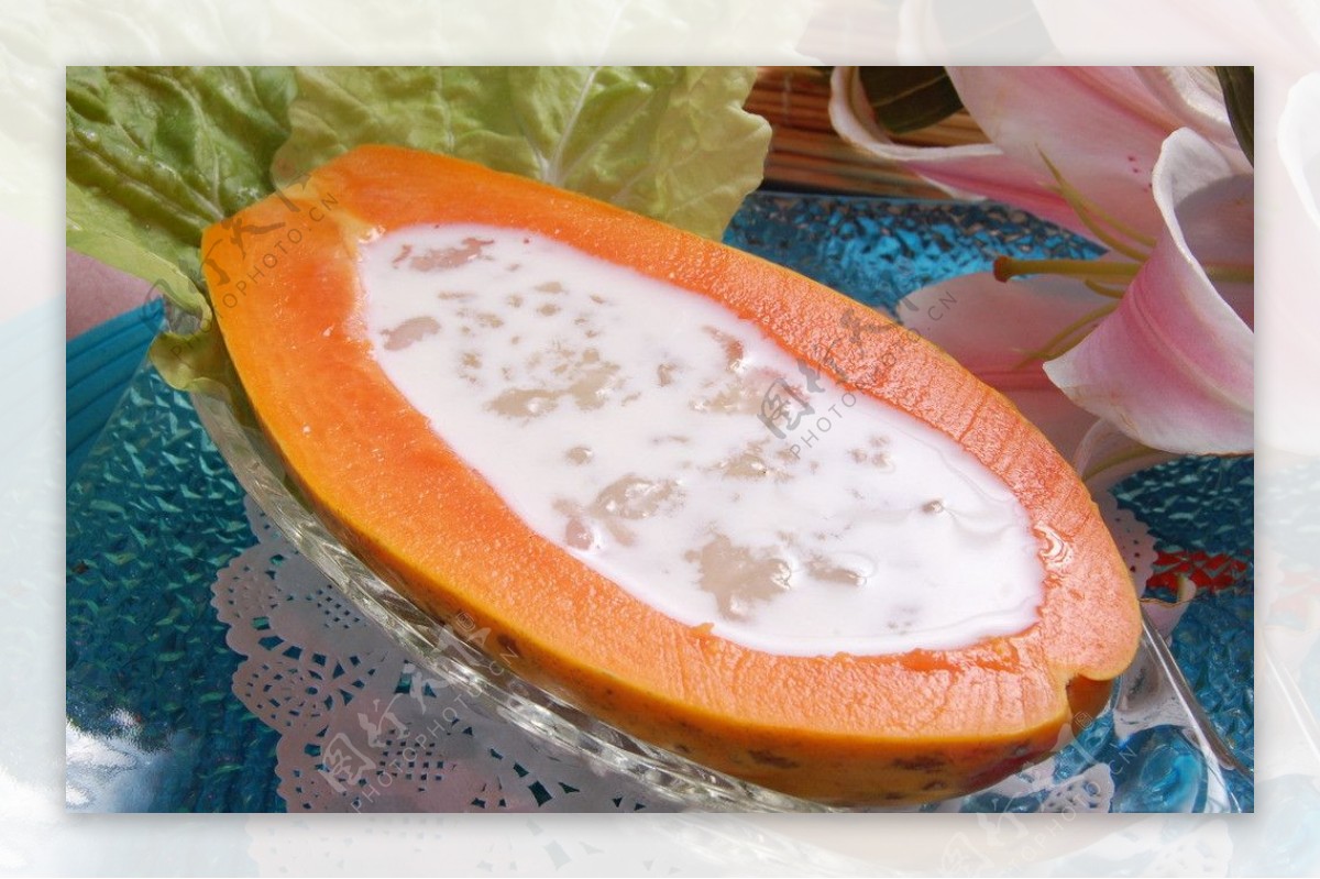 木瓜椰汁炖雪蛤图片