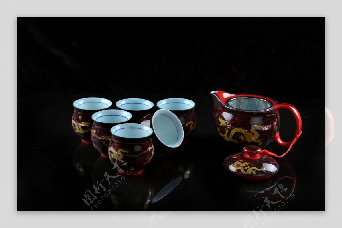 金龙瓷器茶具图片