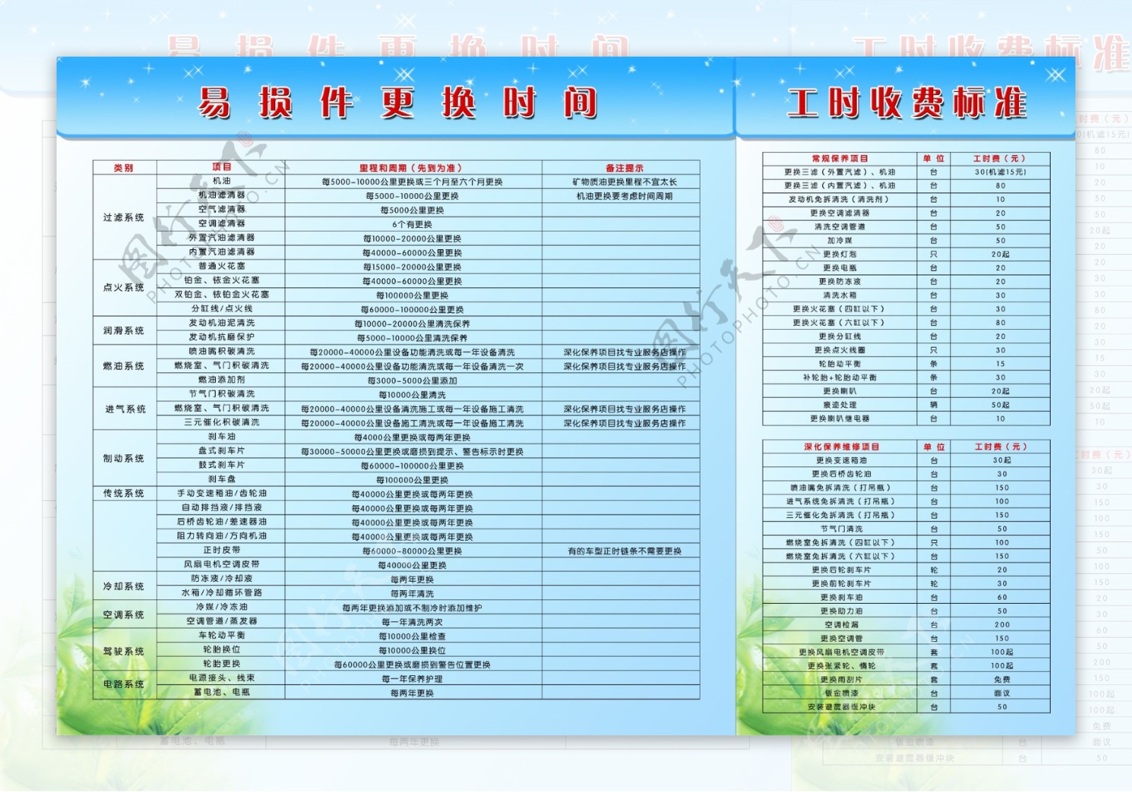 收费标准图片