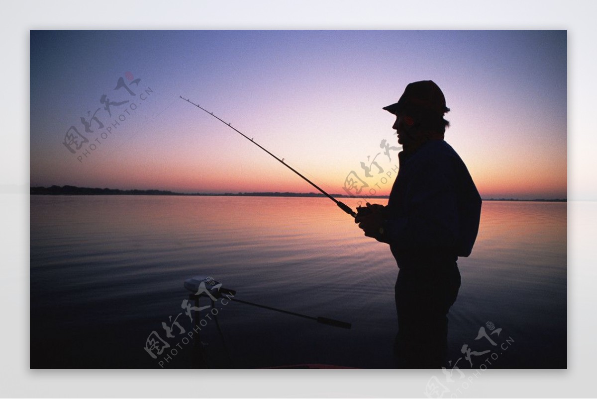 钓鱼剪影图片