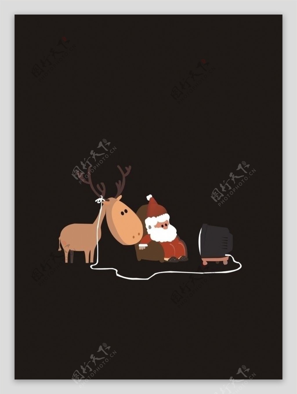 圣诞老人与麋鹿图片