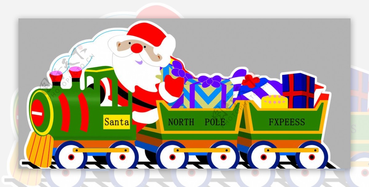 圣诞老人与火车图片