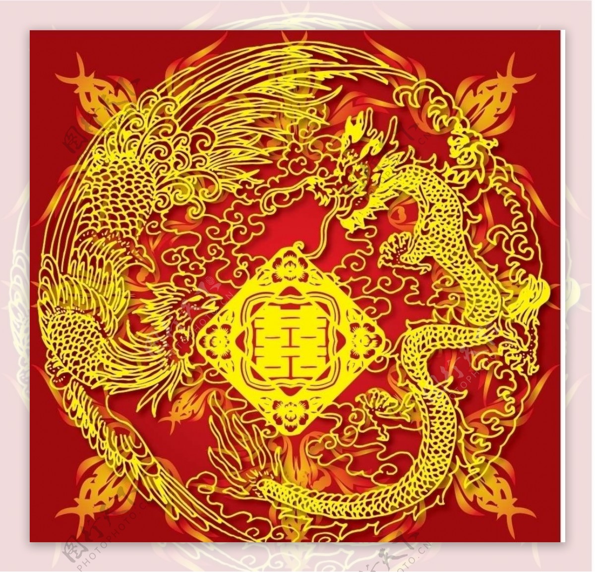 中国风格剪纸红双喜图片