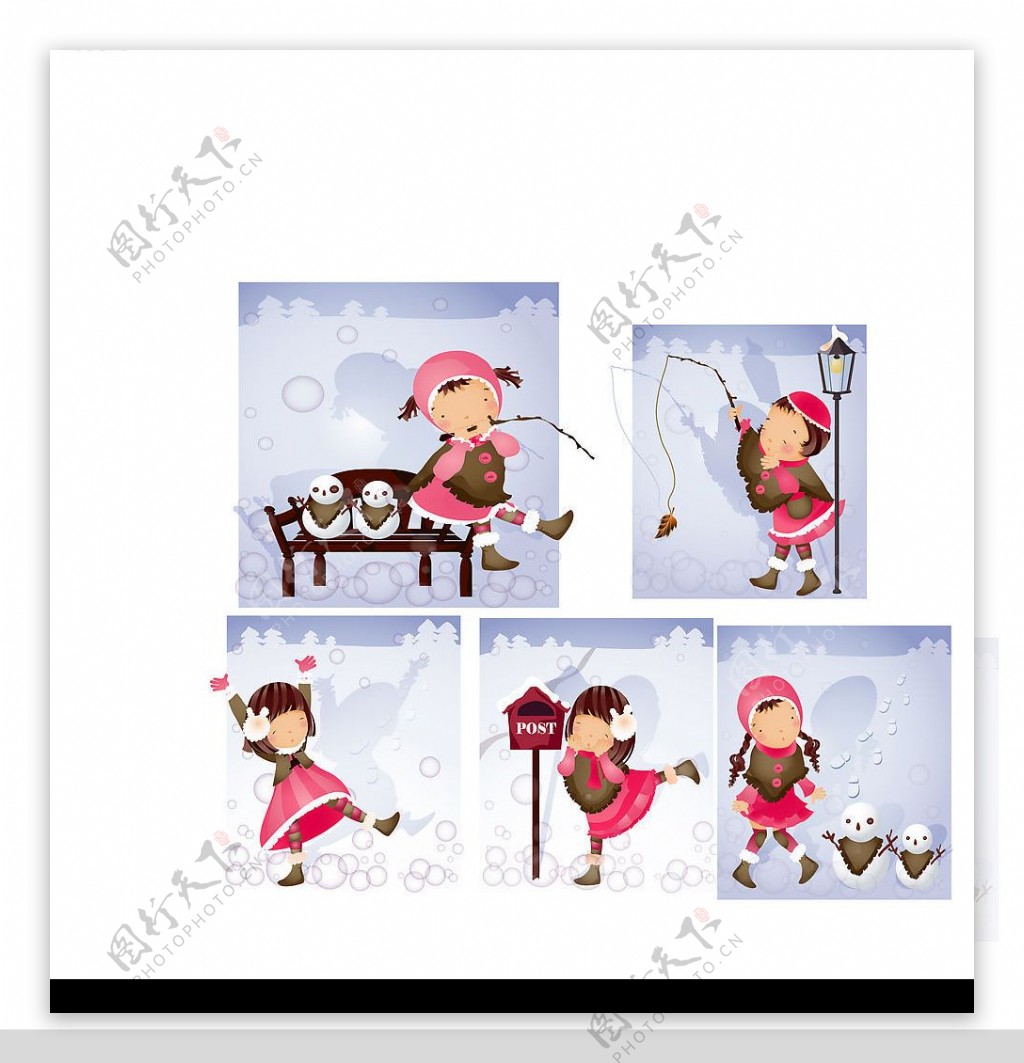 雪人圣诞主题韩国iClickart四季可爱女孩专辑图片