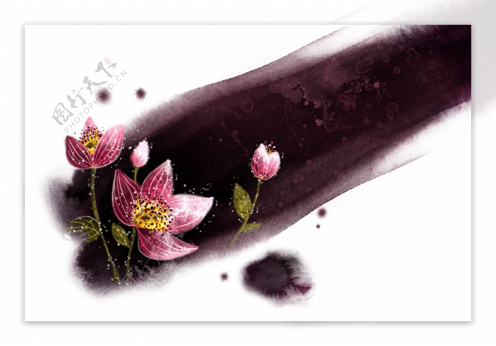 写意手绘花卉底纹图片
