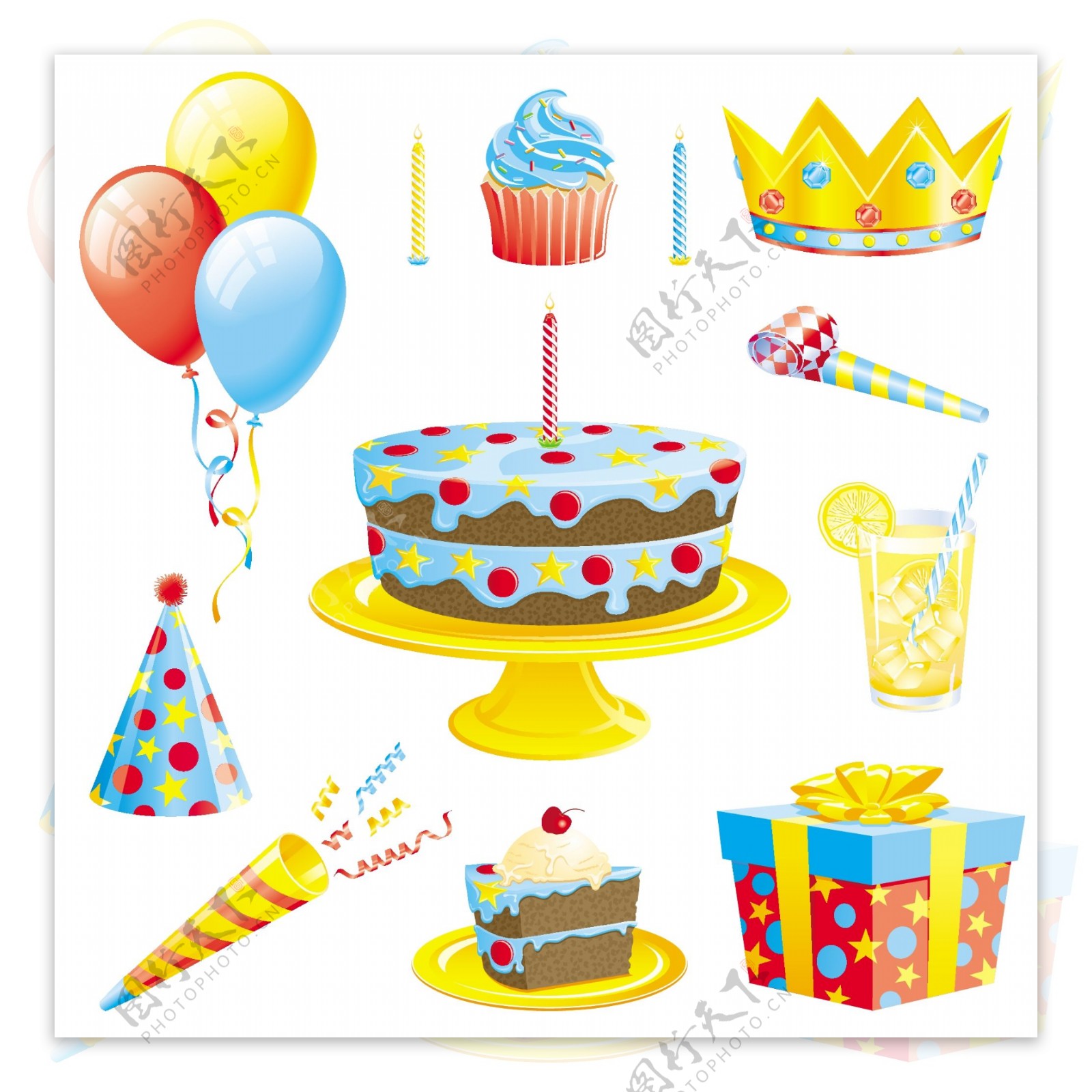 气球183蛋糕礼物彩带图片