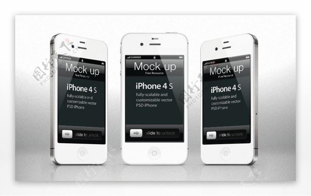 三视图苹果白色iPhone4S高清分层图片