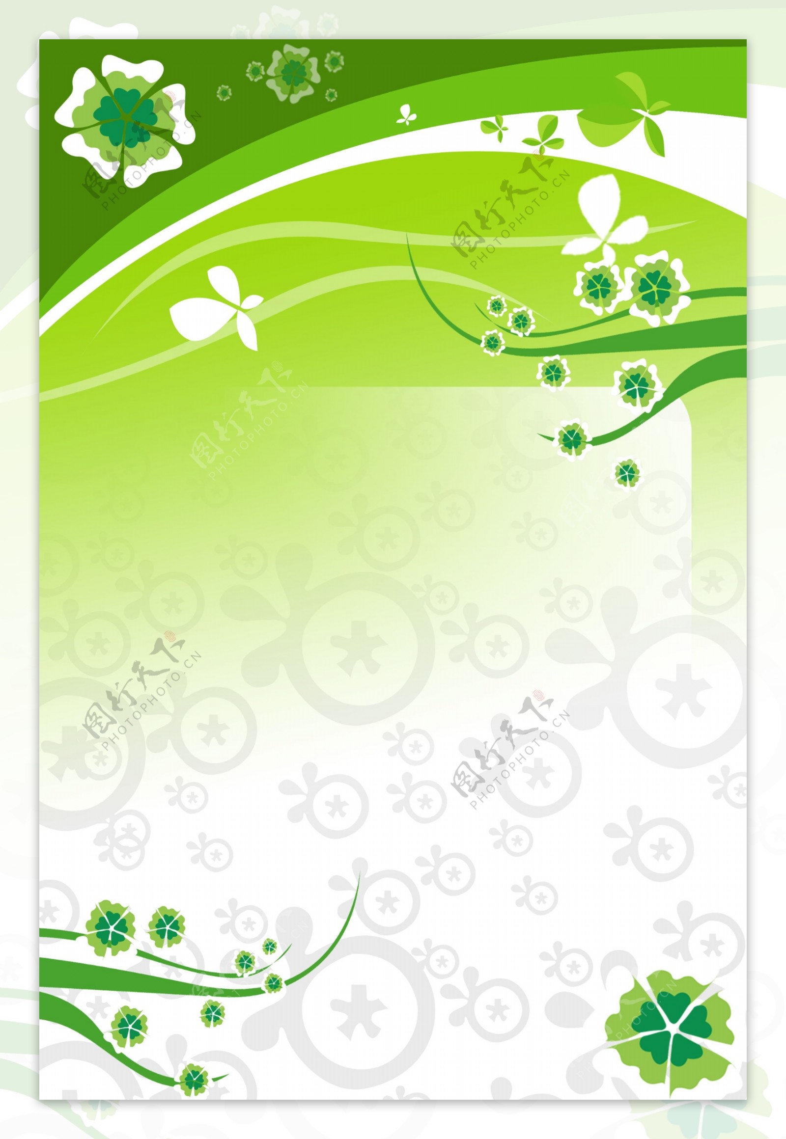 绿色小花展板模板图片