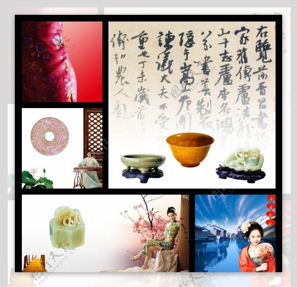 中国风素材古典美女玉器原创图片