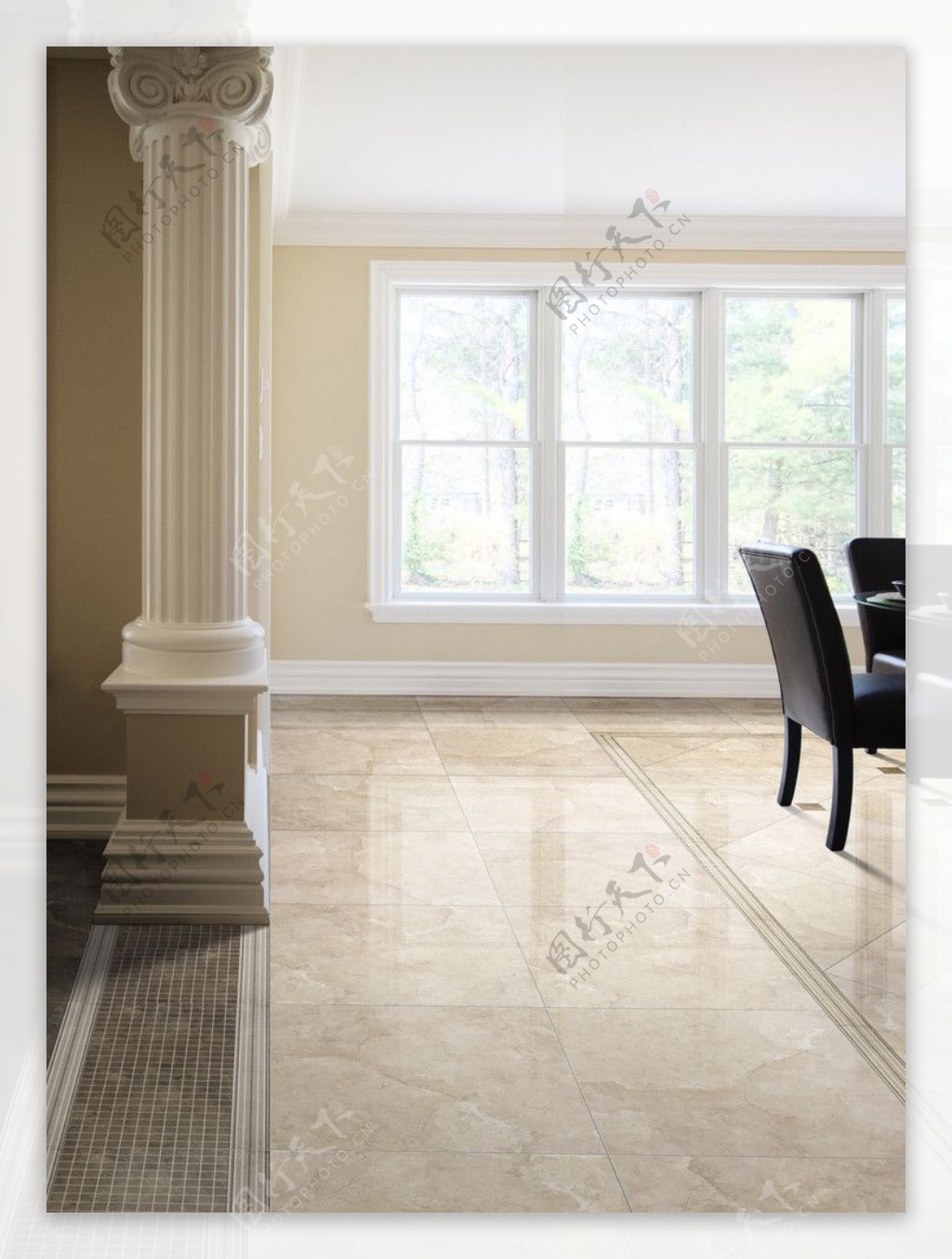 新古典客厅瓷砖铺贴效果图分层psd图片