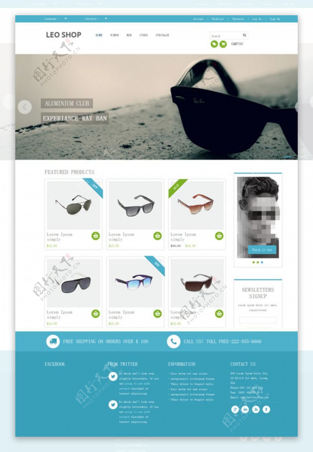 眼镜销售公司网站模板图片