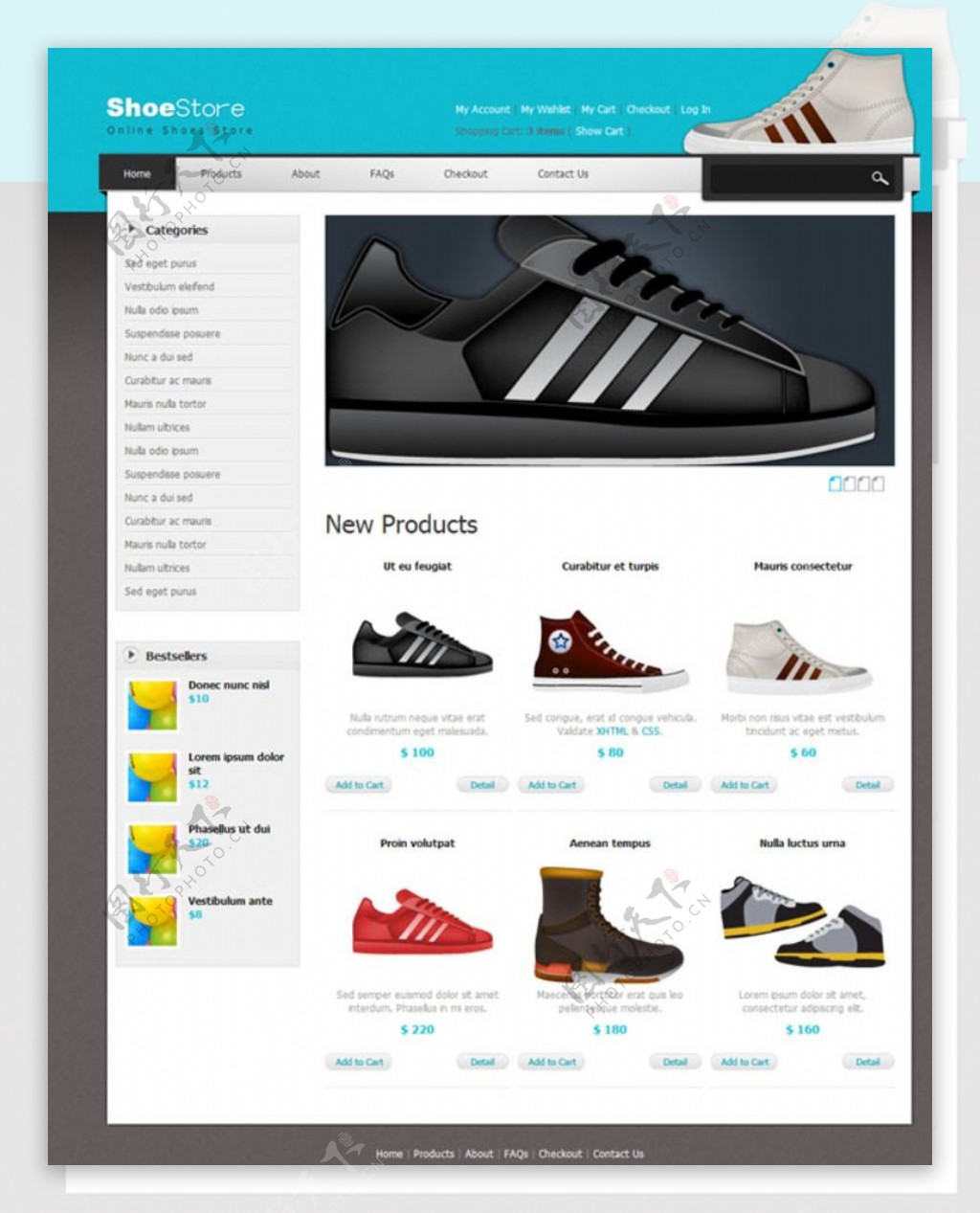 鞋子电子商务网站模板图片