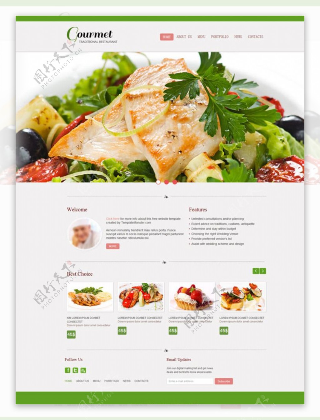 餐馆美食网站模板图片