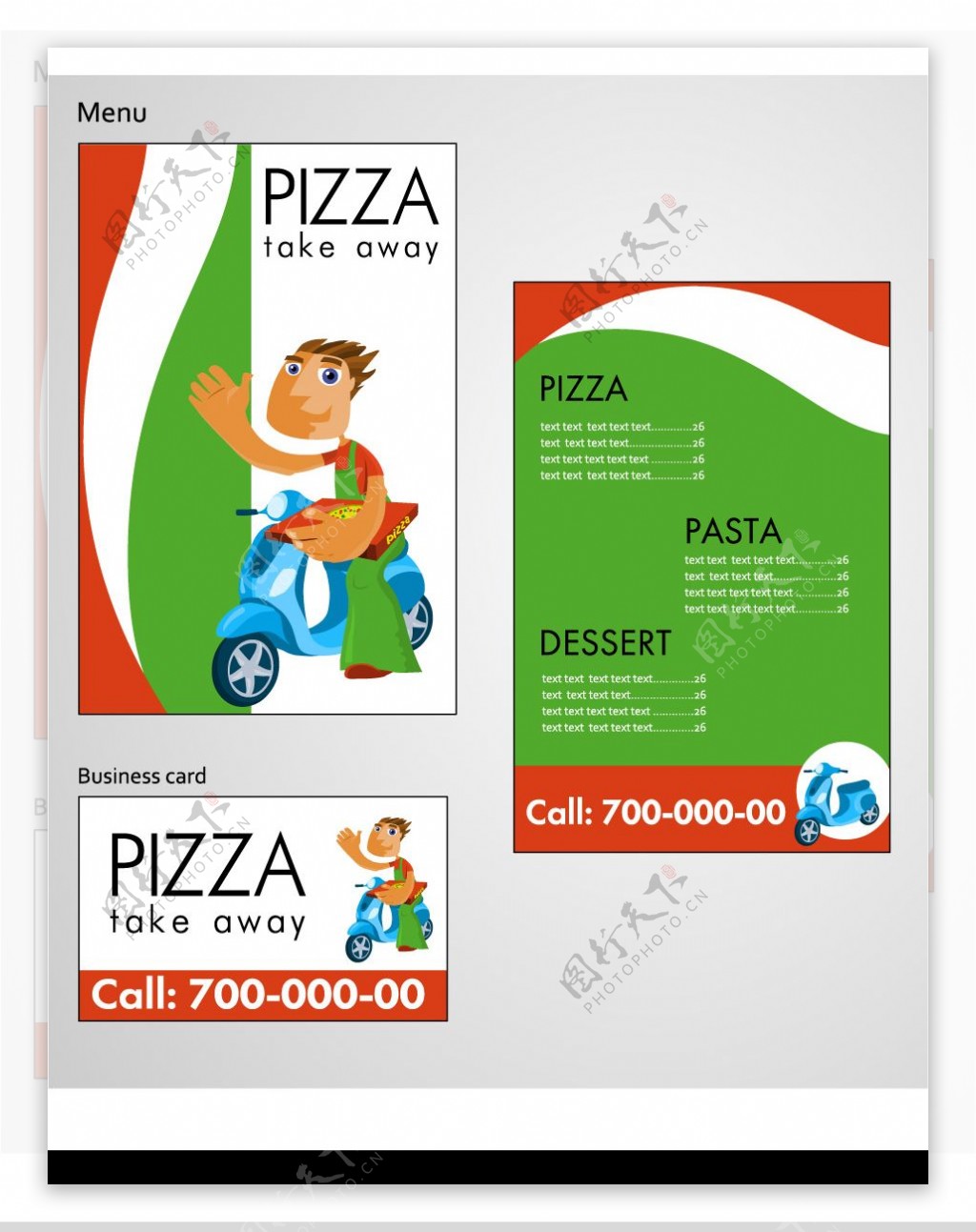Pizza店形象简单模板矢量素材图片