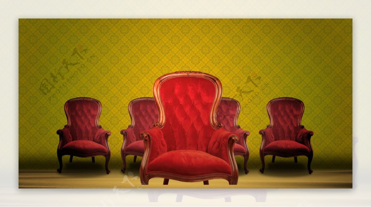 尊贵欧式红色椅子图片