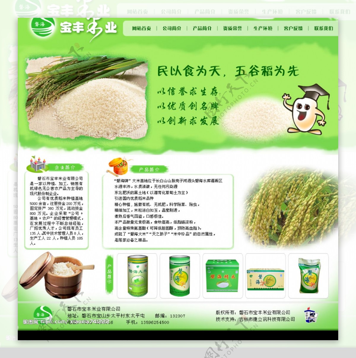 粮食米业网站首页效果图图片