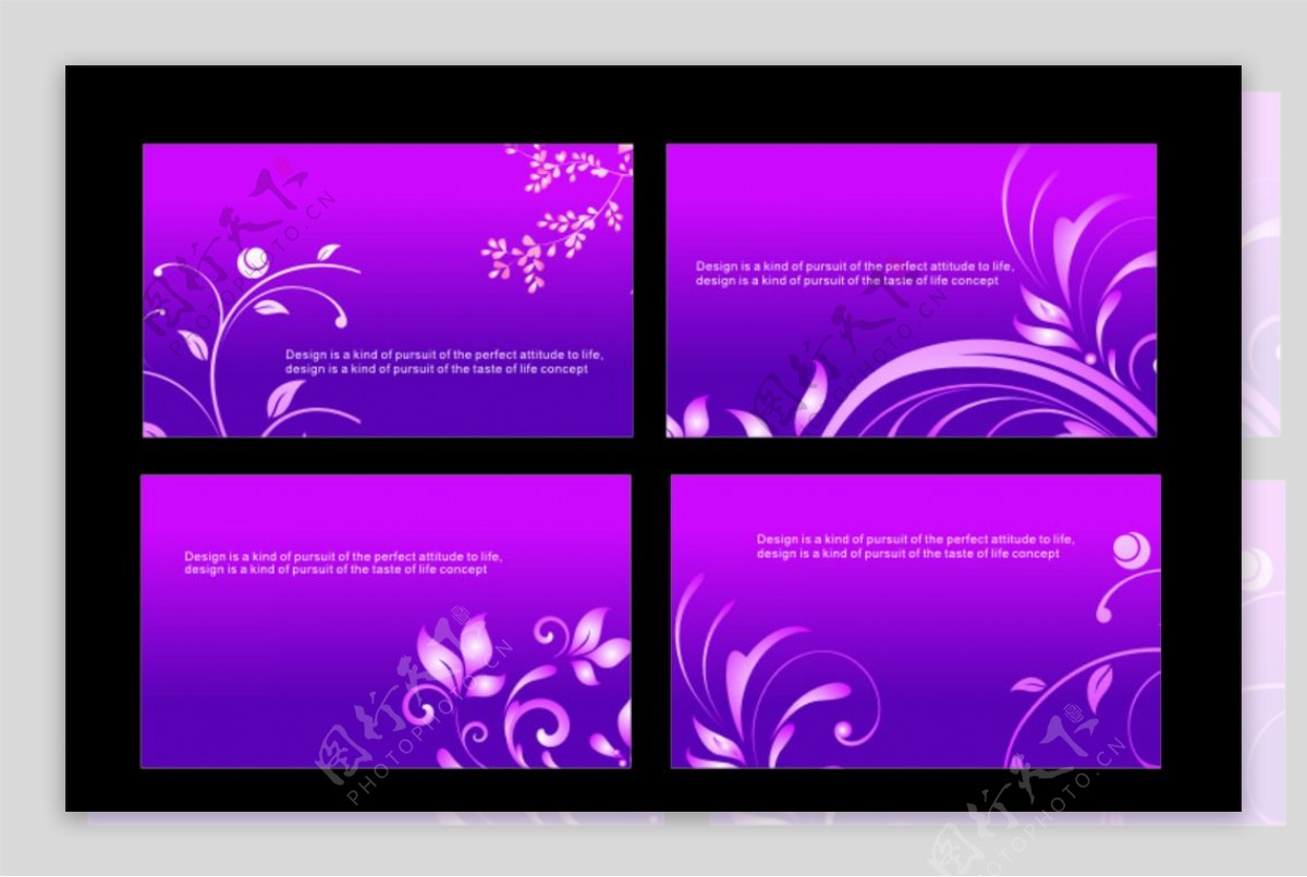 紫色名片花纹背景图片