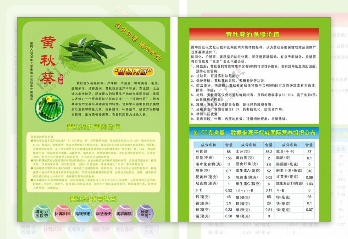 绿色蔬菜黄秋葵图片