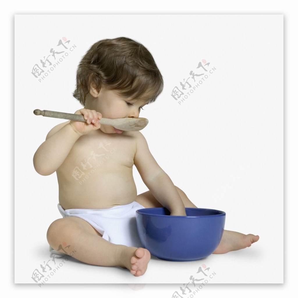 大碗吃饭的宝宝婴儿图片