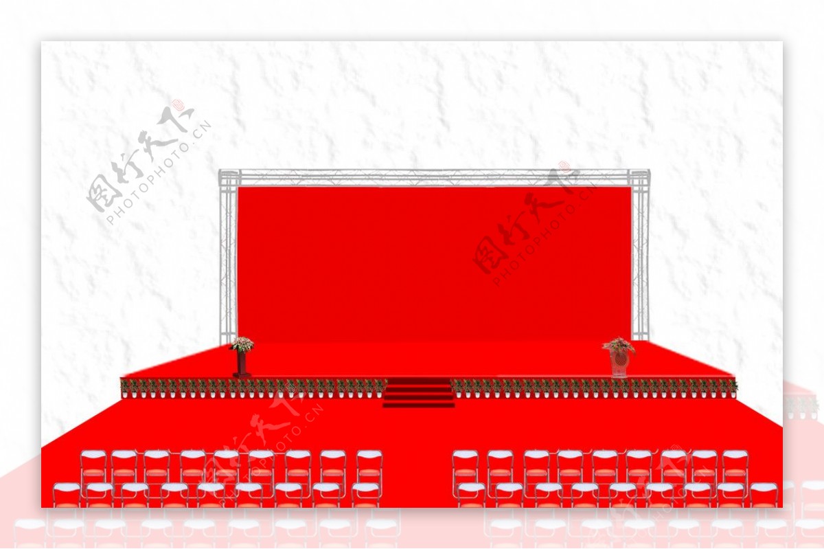 航架舞台凳子红色背景舞台图片