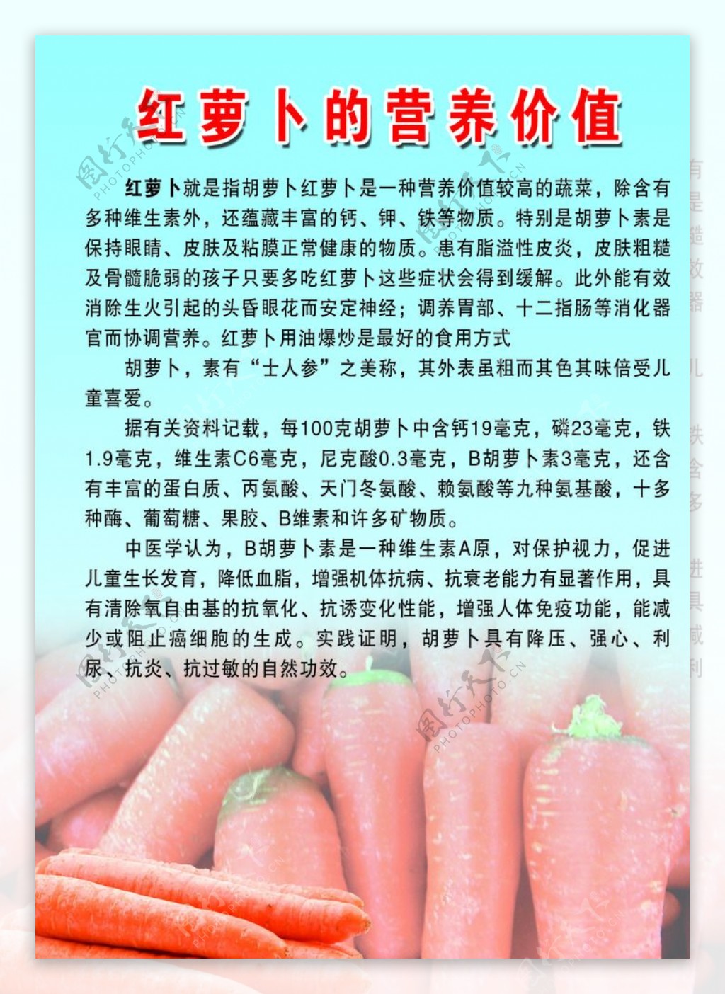 红萝卜的营养价值图片