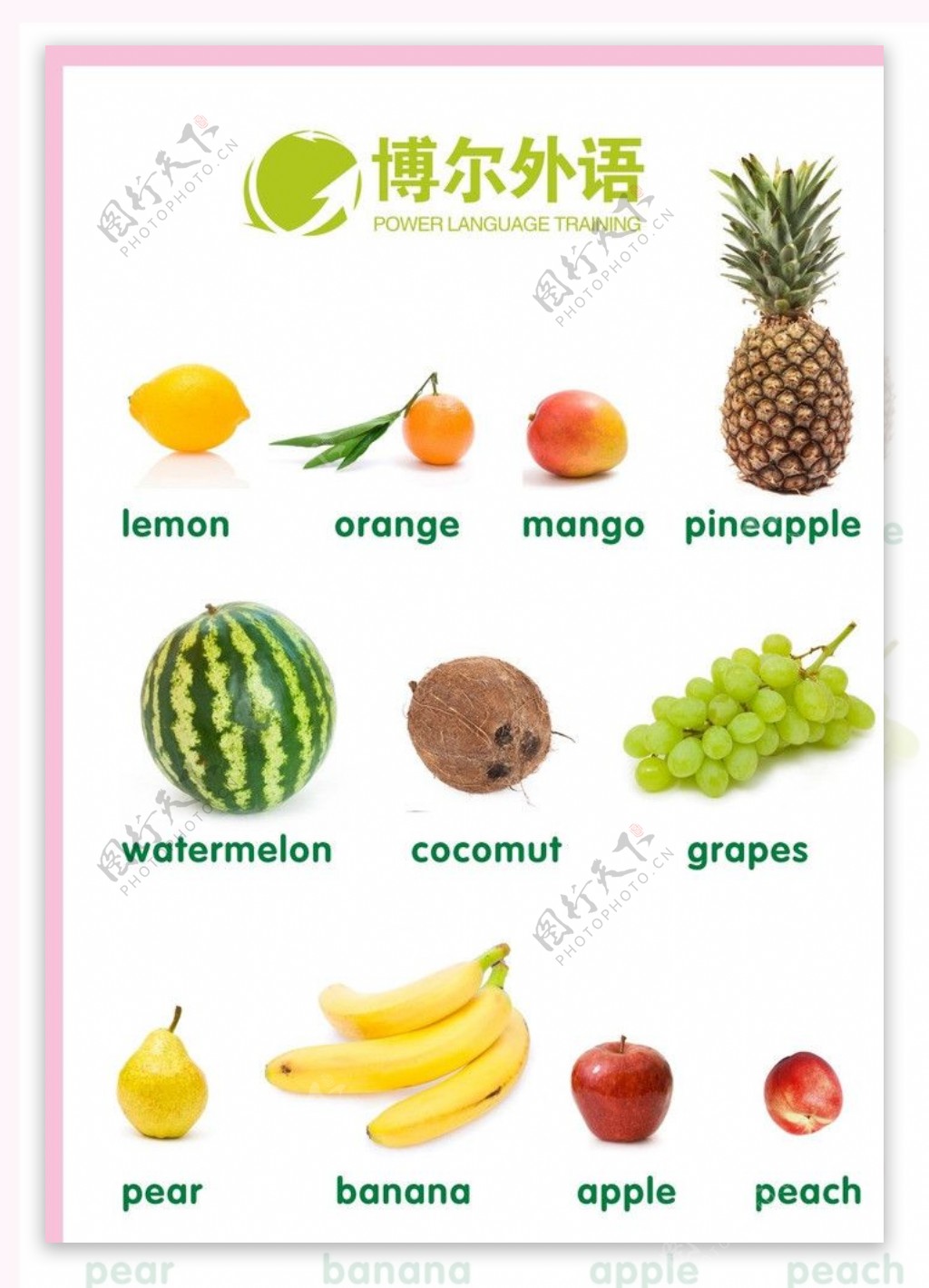 英语培训水果单词图片