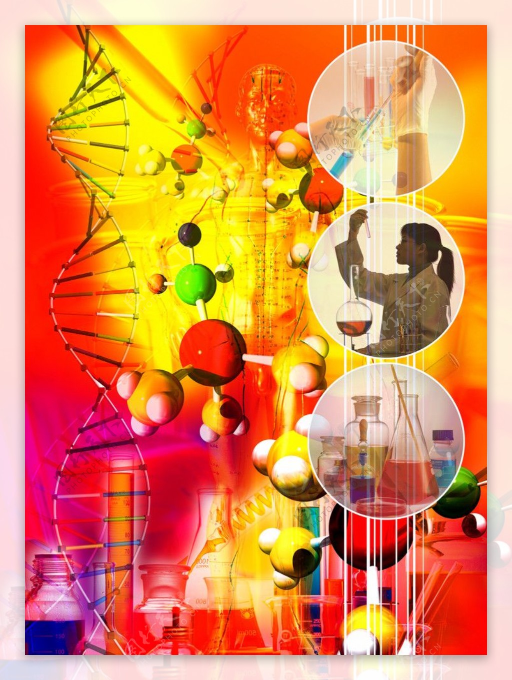 生物科技实验员冷凝管DNA科技PSD分层素材图片