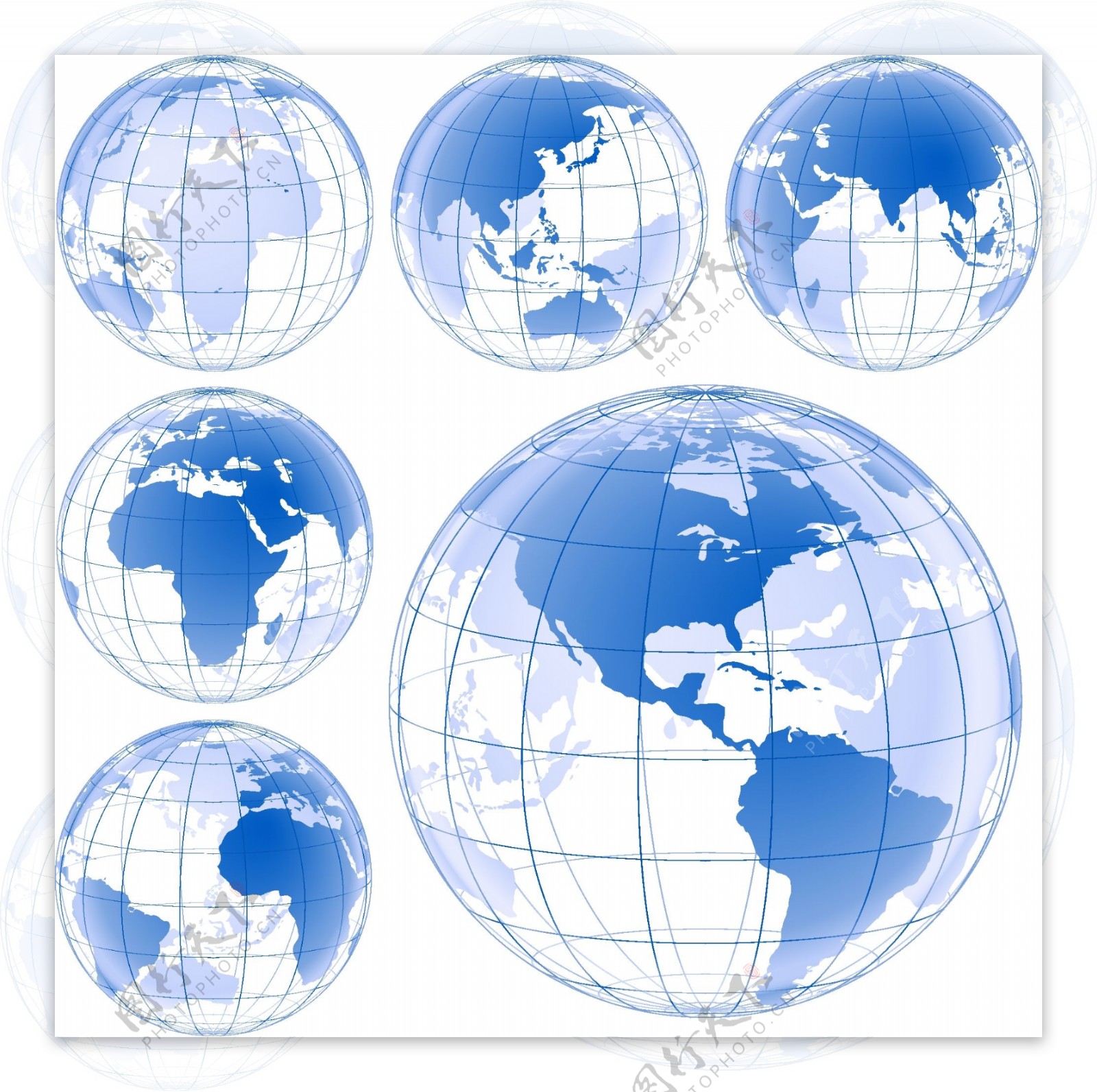 蓝色立体地球矢量素材图片