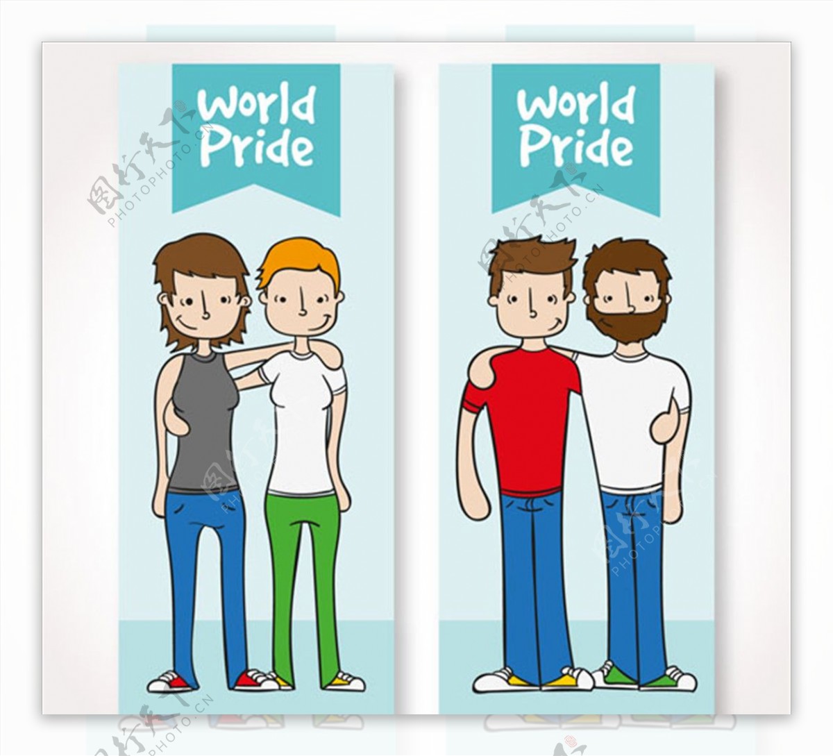 两款卡通同性恋情侣海报