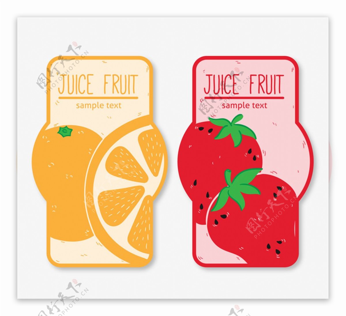 2款彩色果汁标签矢量素材