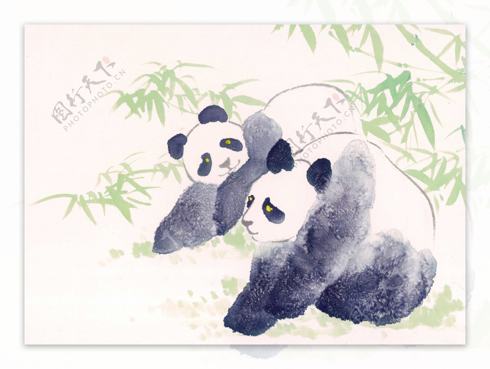 水墨画大熊猫