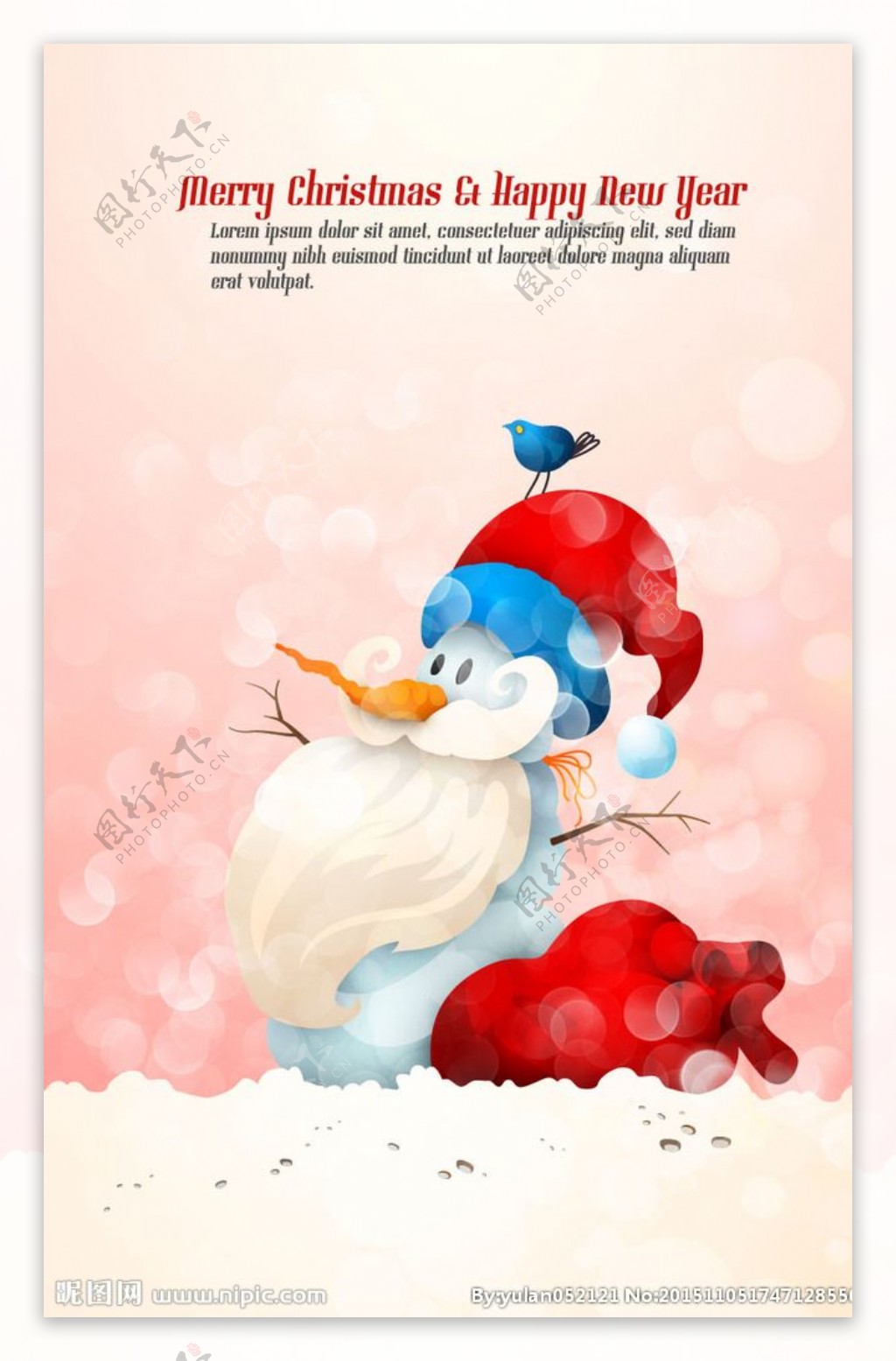 可爱雪人圣诞老人插画矢量素材