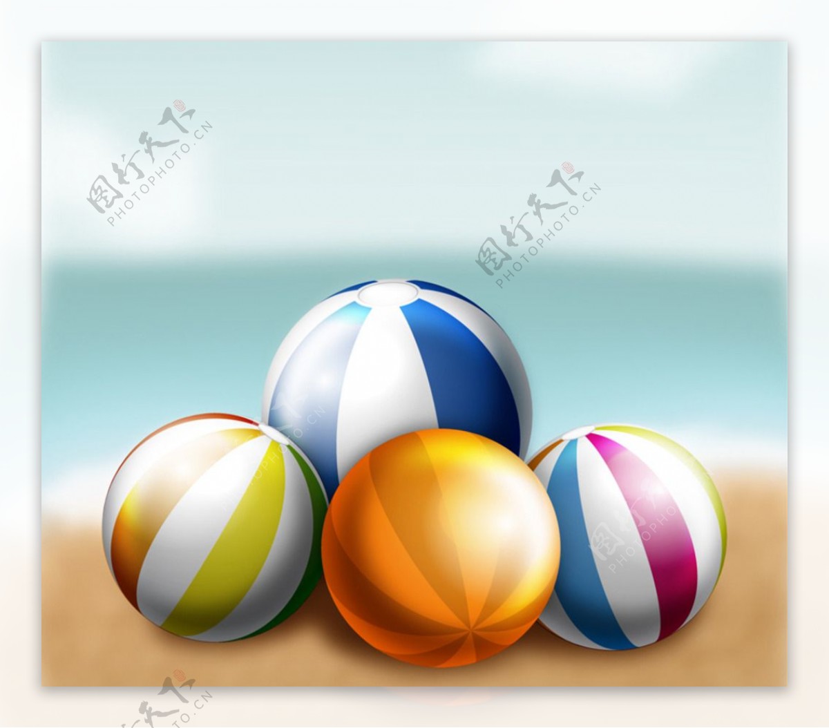 彩色沙滩球矢量素材