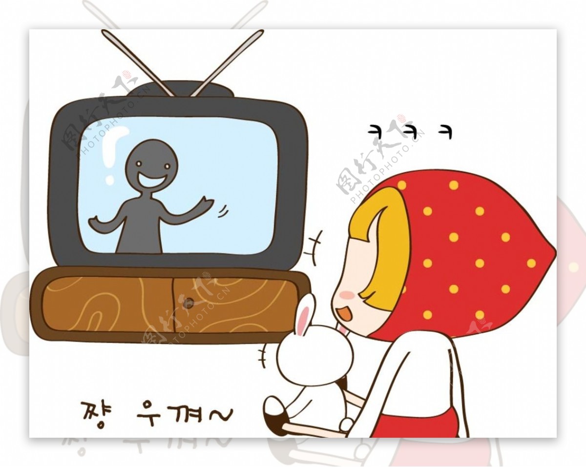 卡通人物看电视素材