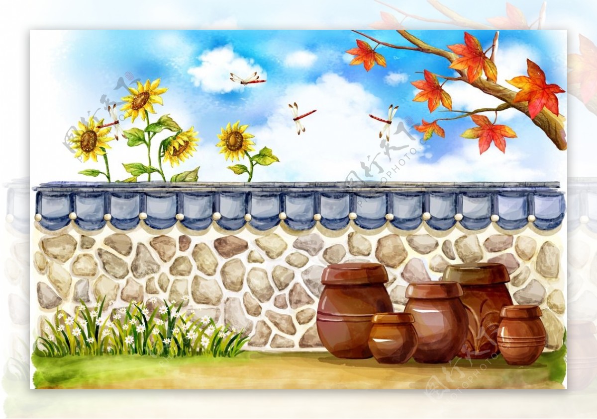 梦幻童话城墙背景