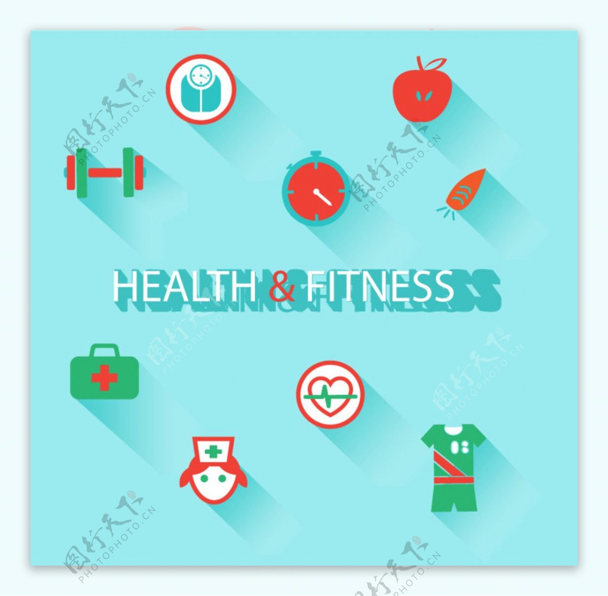 精致健康与健身图标背景矢量素材