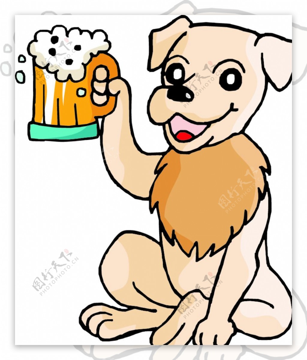 狗狗喝酒的场景插画图片素材_ID:424283790-Veer图库