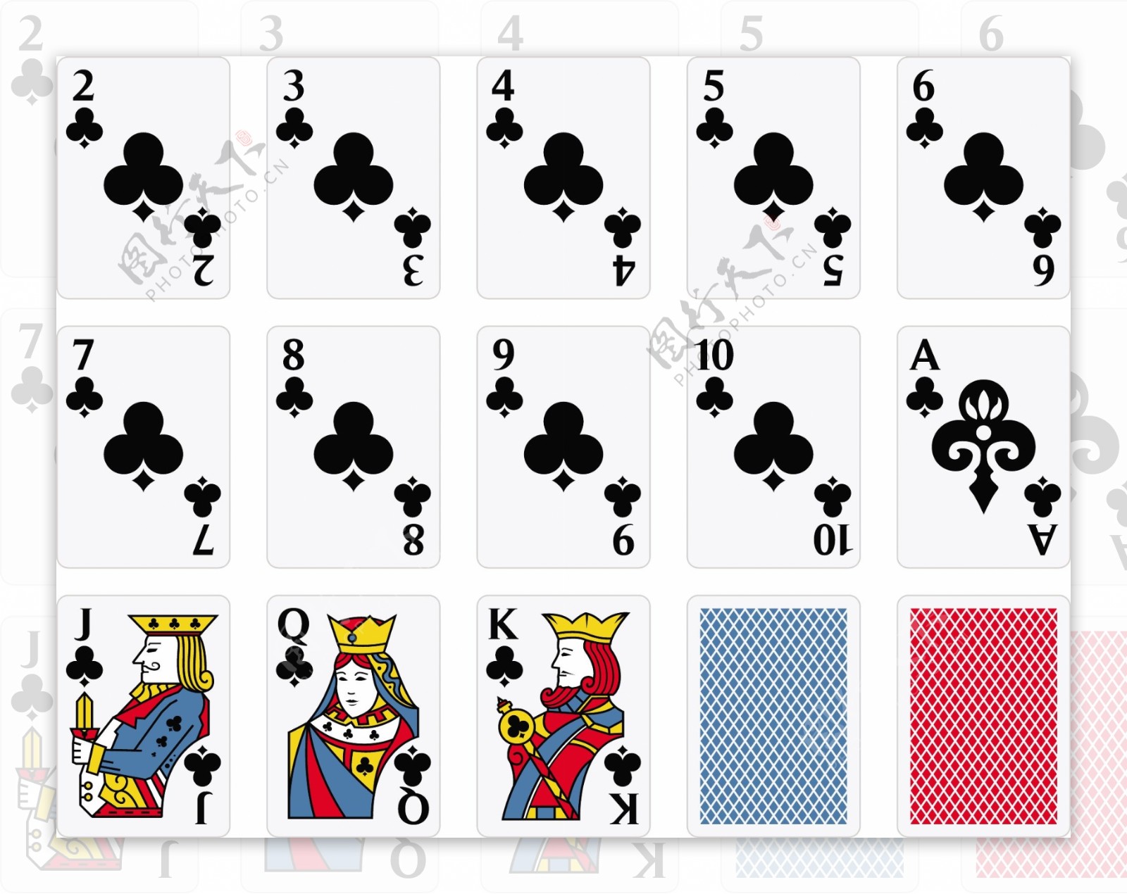 红蓝菱形底纹黑桃扑克牌人物矢量