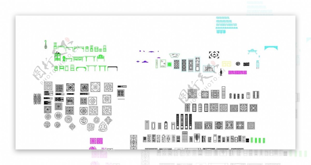 中式雕花构件合集