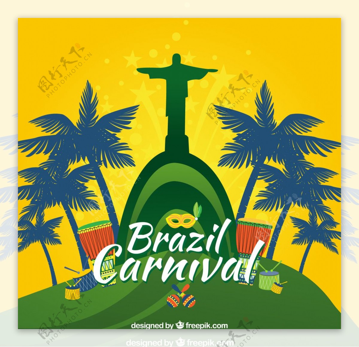 可商用高清手绘巴西狂欢节舞者卡通形象图片素材-编号32022789-图行天下