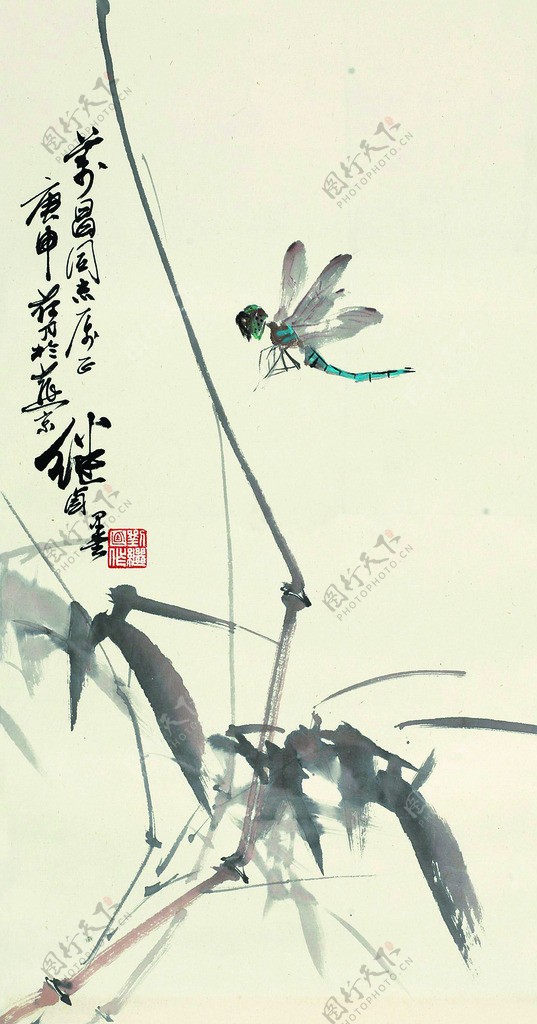 蜻蜓风竹图