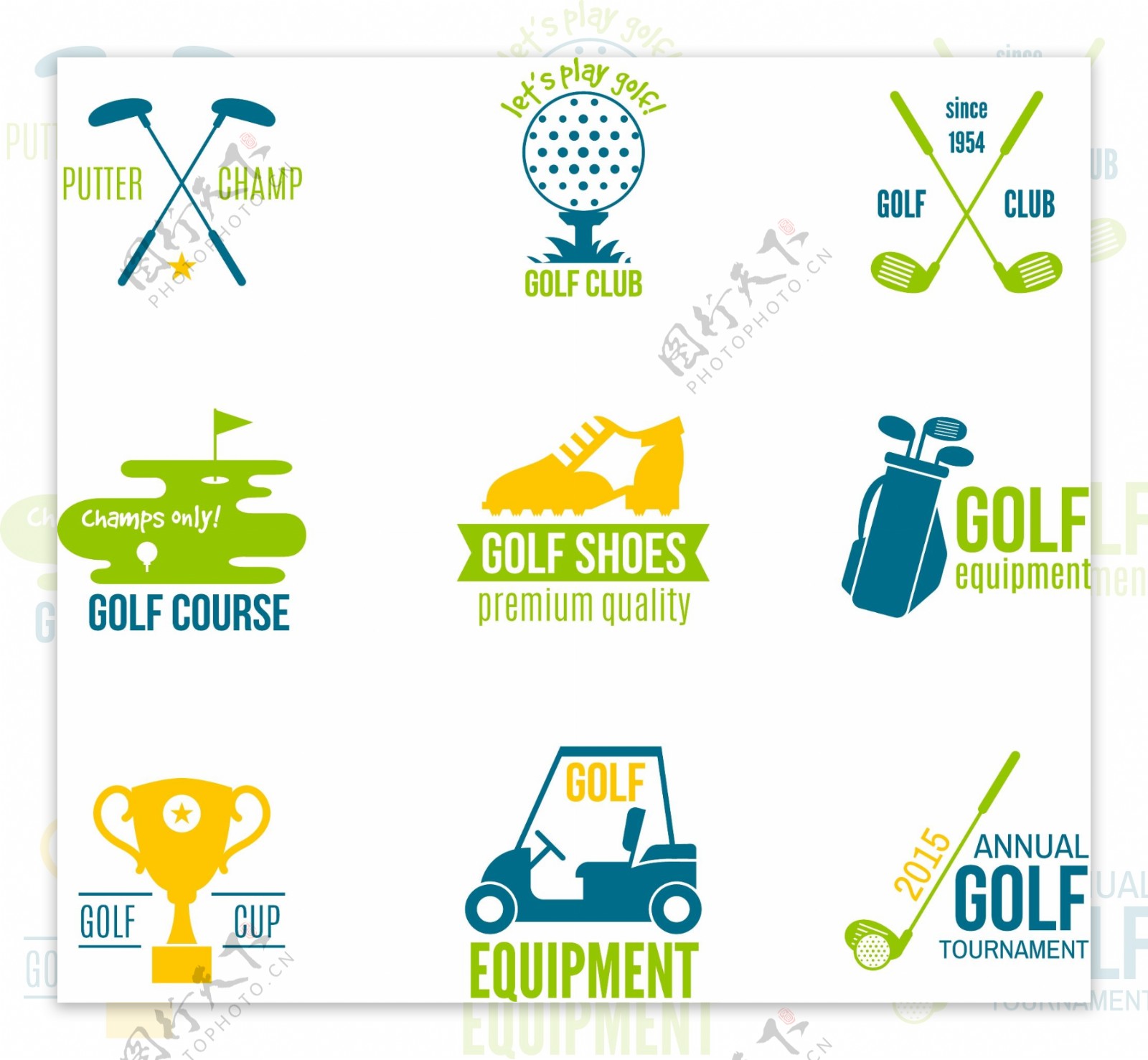 高尔夫比赛培训俱乐部标志