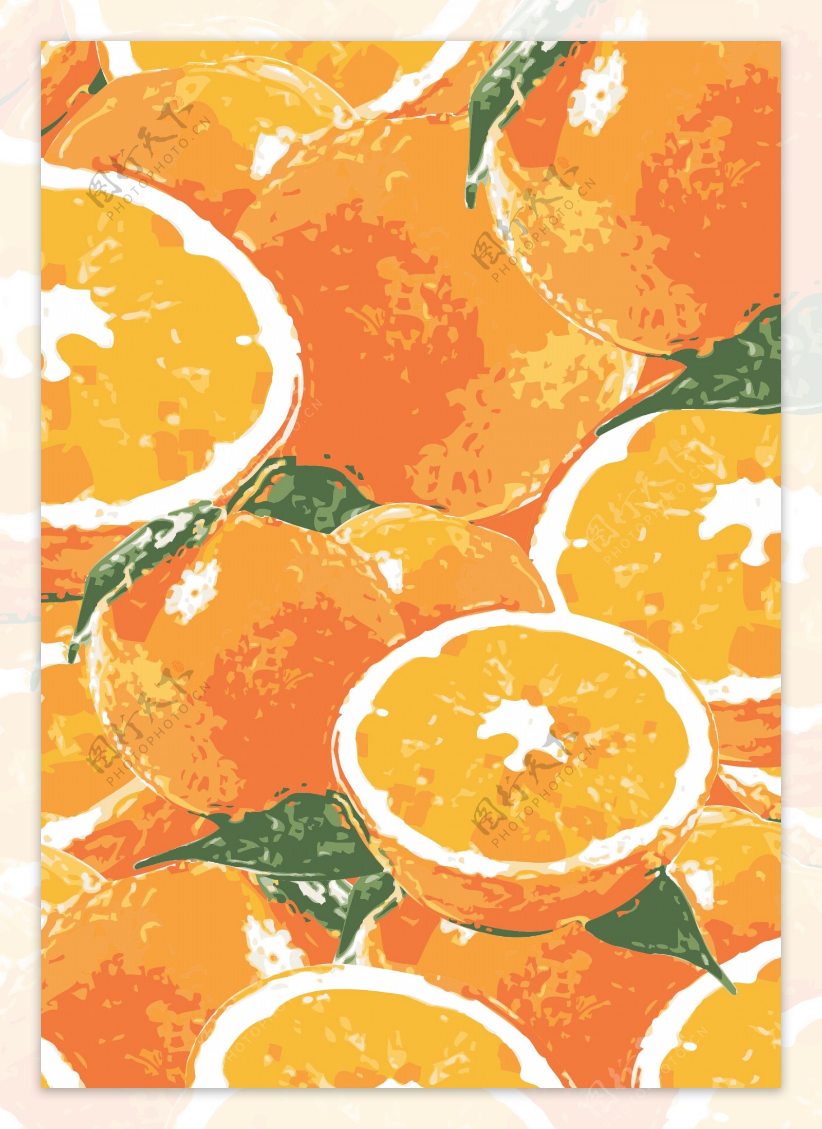 水果橘子手绘底纹背景素材