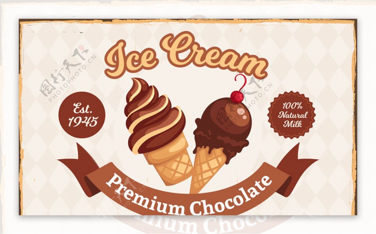复古巧克力冰淇淋的背景