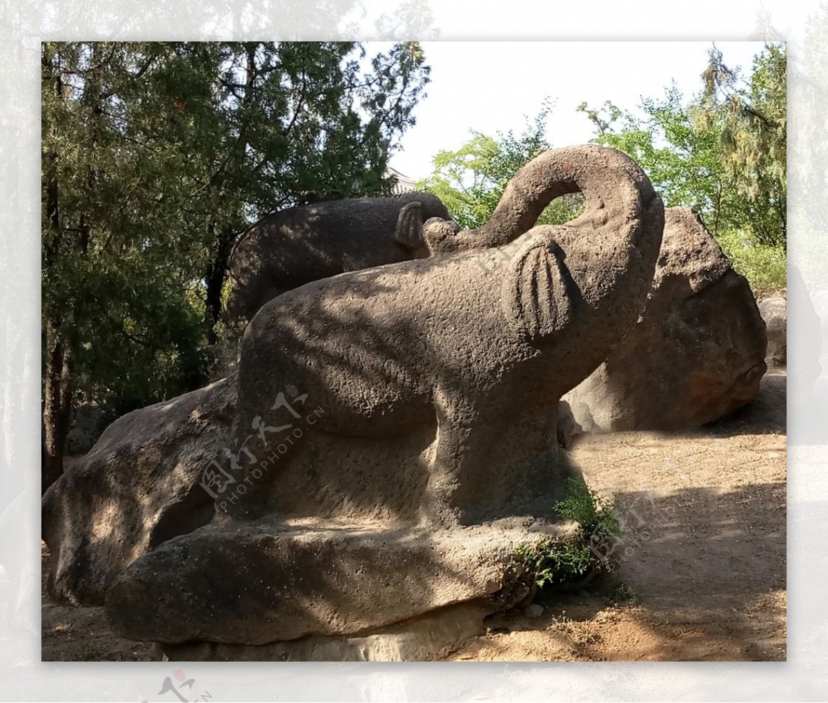 公园大象石雕