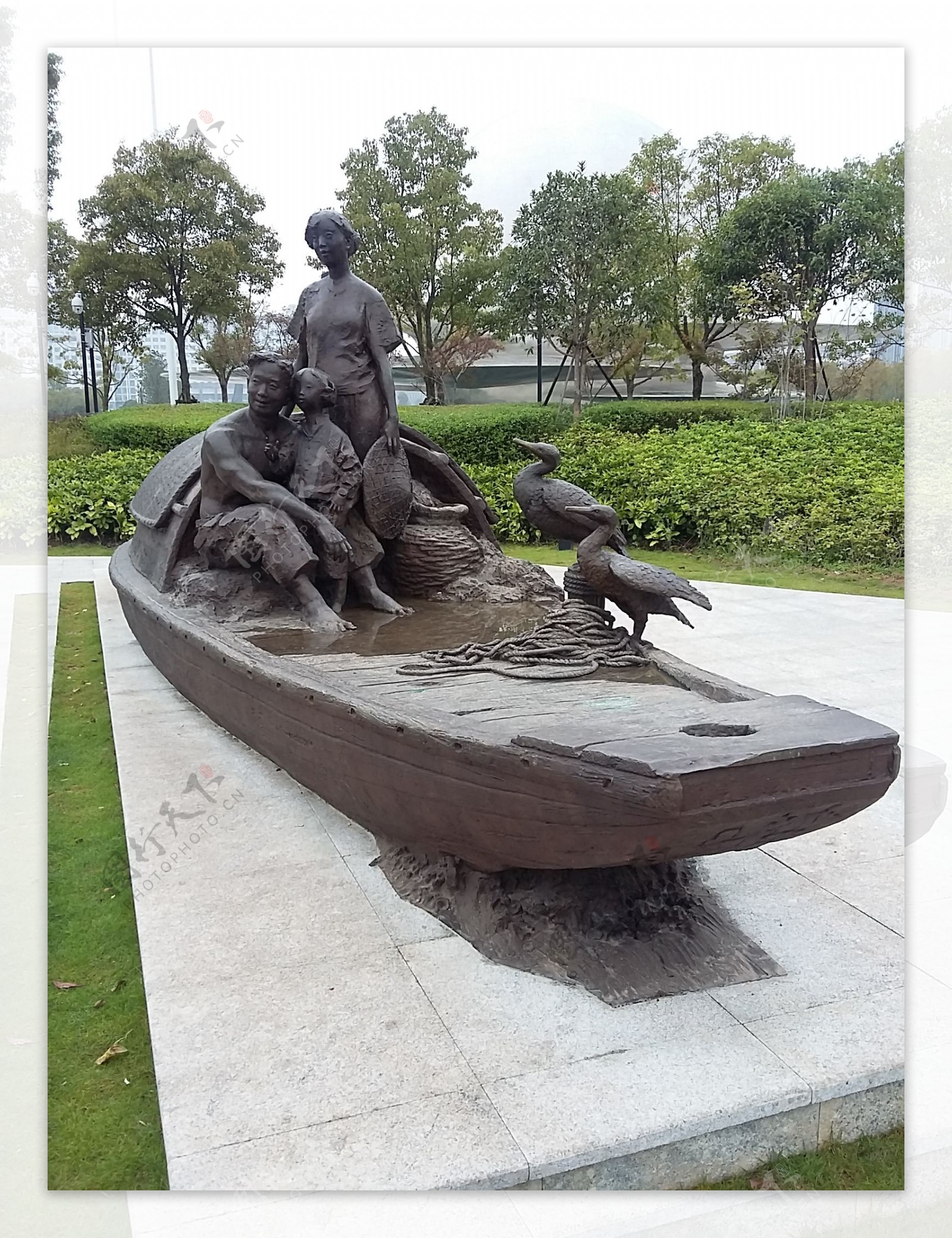 鄱阳湖渔家场景雕塑
